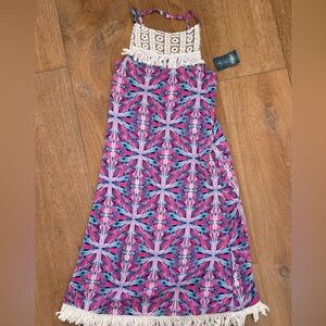 Lucky Brand Girls Sz Large Boho Crocheted Ikat Maxi Dress. BRAND NEW WITH TAGS.